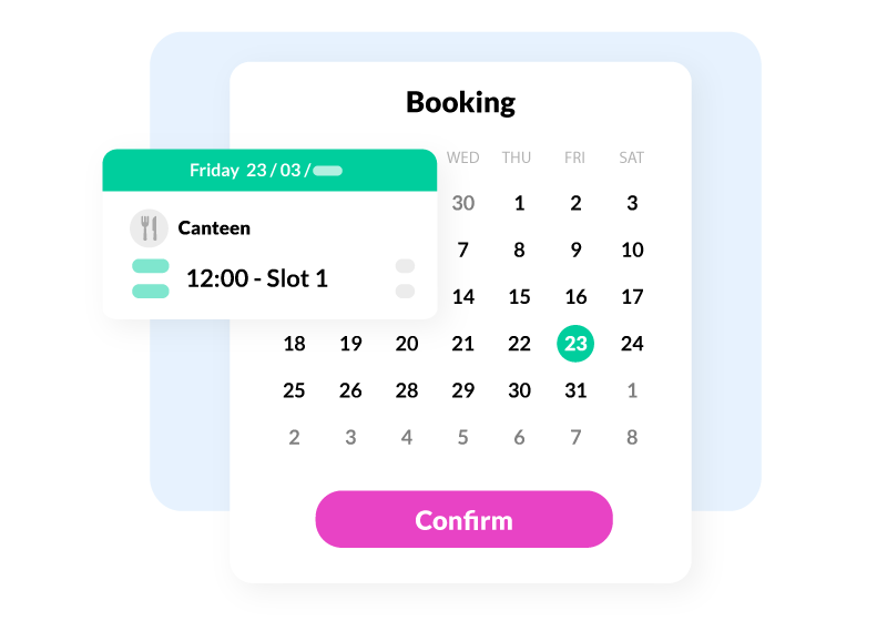 Sharvy - Booking of a time slot at the canteen